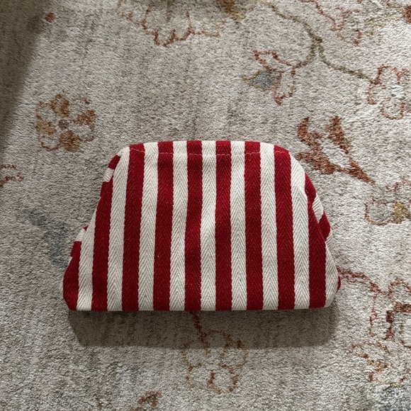 Handbags - Red/White Striped Woven Crotchet Pouch